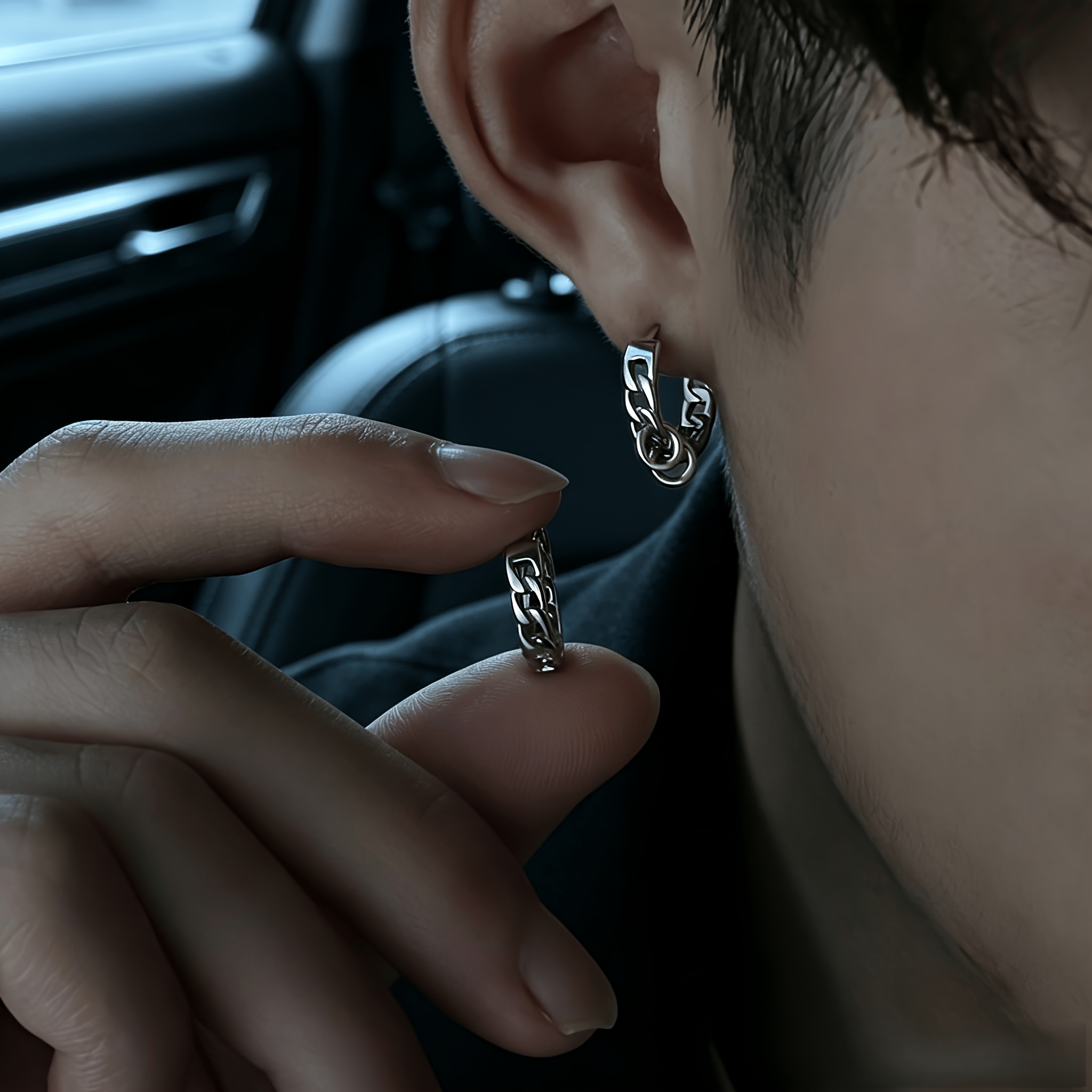 Women's Silvery NK Hoop Earrings, Versatile Daily Wear
